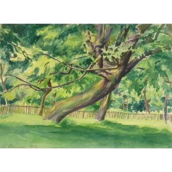 Original Vintage Landscape Watercolor by M. Kleemann Shaded Sanctuary 9144m