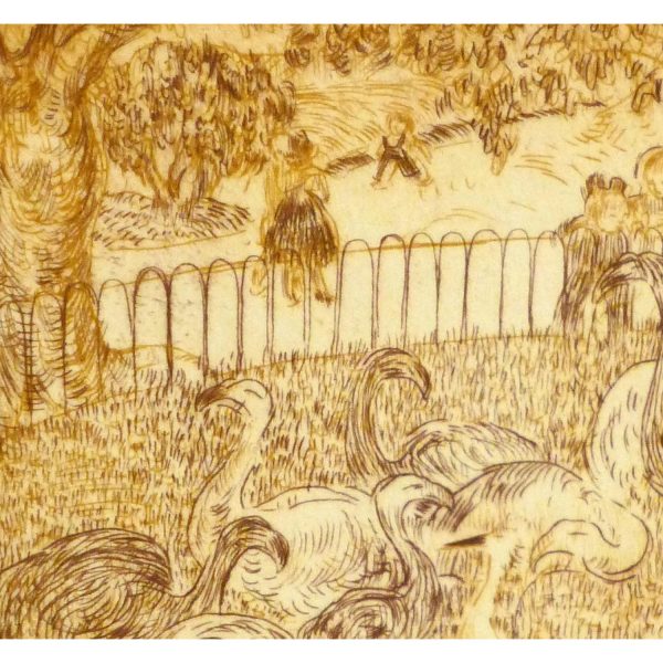 Aquatint Etching Flamingoes 9154m