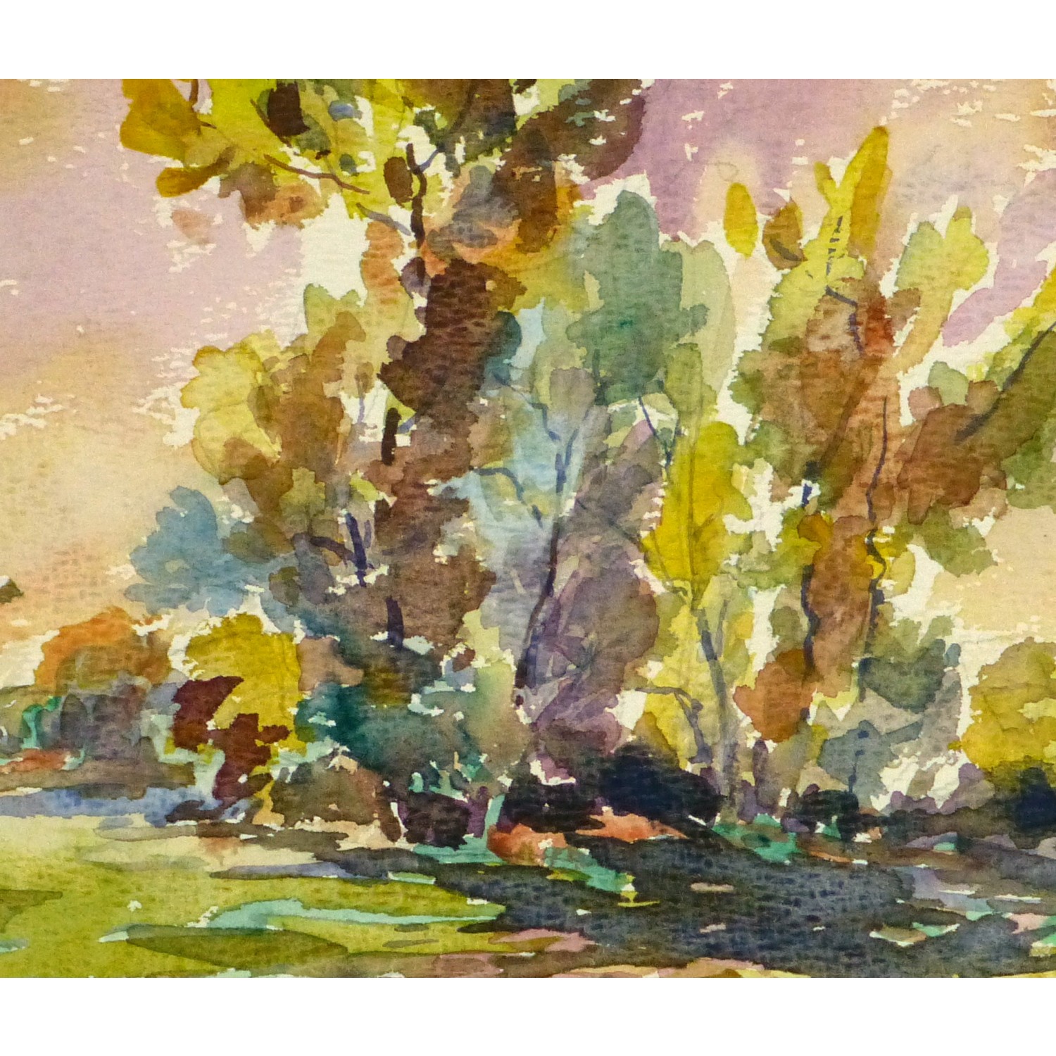 Fall Foliage Landscape Watercolor