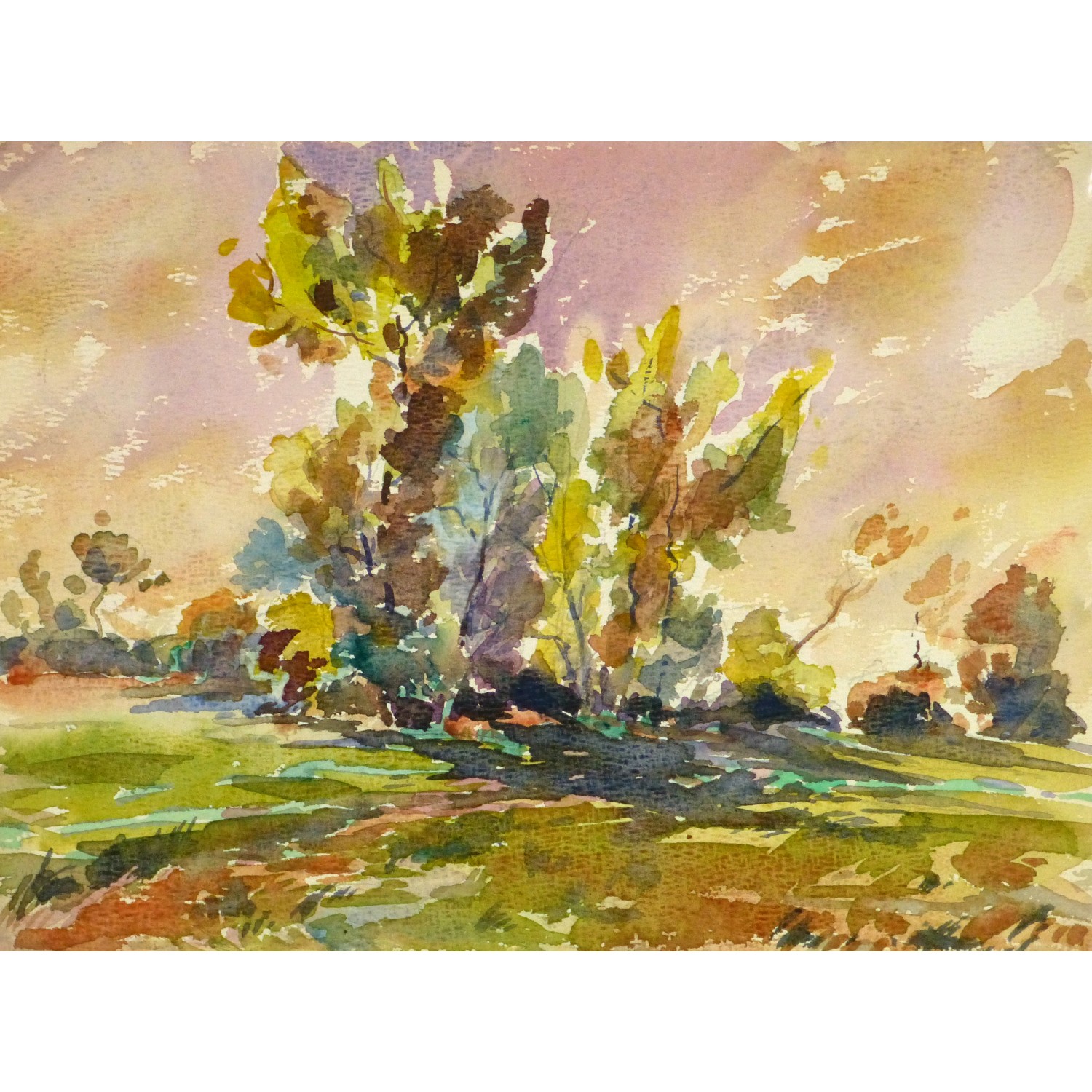 Fall Foliage Landscape Watercolor
