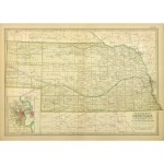 Original Antique Map Nebraska 9232m