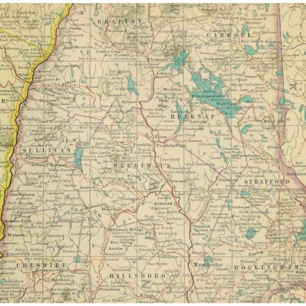 Antique Map Vermont and New Hampshire - detail - 9233m