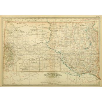 Original Antique Map South Dakota 9234m
