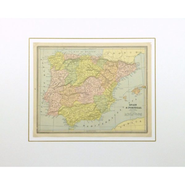 Antique Map Spain and Portugal - matted - 9238m