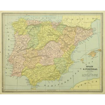 Antique Map Spain and Portugal 9238m