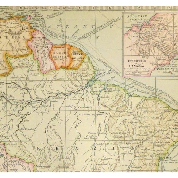 Antique Map South America 1902 - detail - 9245m