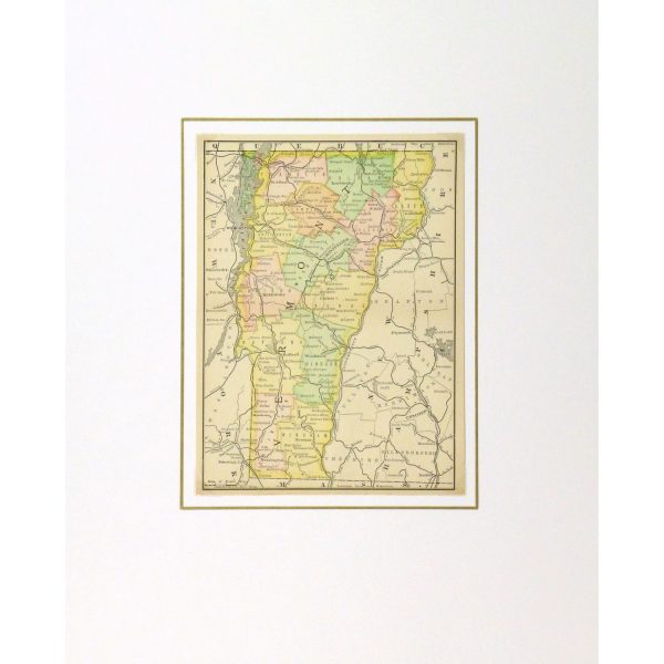 Antique Map Vermont 1891 - matted - 9254m