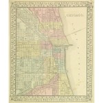Original Antique Map Chicago 9265m