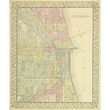Original Antique Map Chicago 9265m