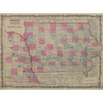 Original Antique Map Iowa and Nebraska 9429m