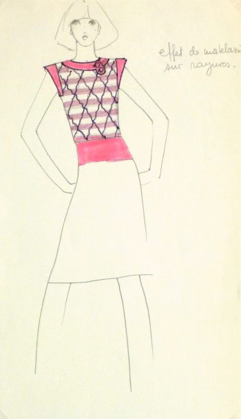 Ink & Pencil Fashion Sketch - Pink Top -10110M