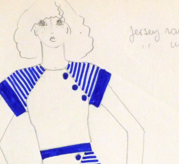 Ink & Pencil Fashion Sketch - Striped Top - Detail- 10112M