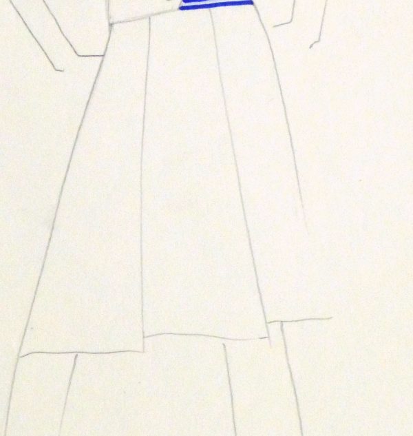 Ink & Pencil Fashion Sketch - Striped Top- detail 2-10112M