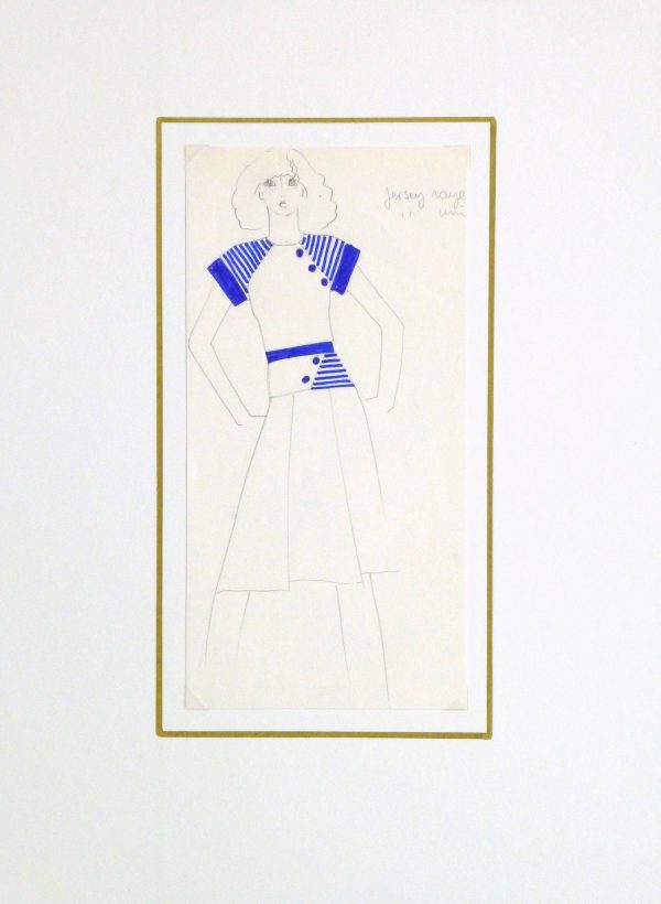 Ink & Pencil Fashion Sketch - Striped Top- matted-10112M