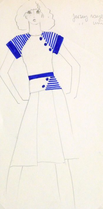 Ink & Pencil Fashion Sketch - Striped Top- main-10112M