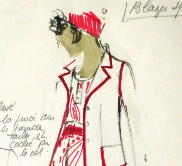 Pencil & Ink Fashion Sketch- Paisley Pants-detail 2-10117M