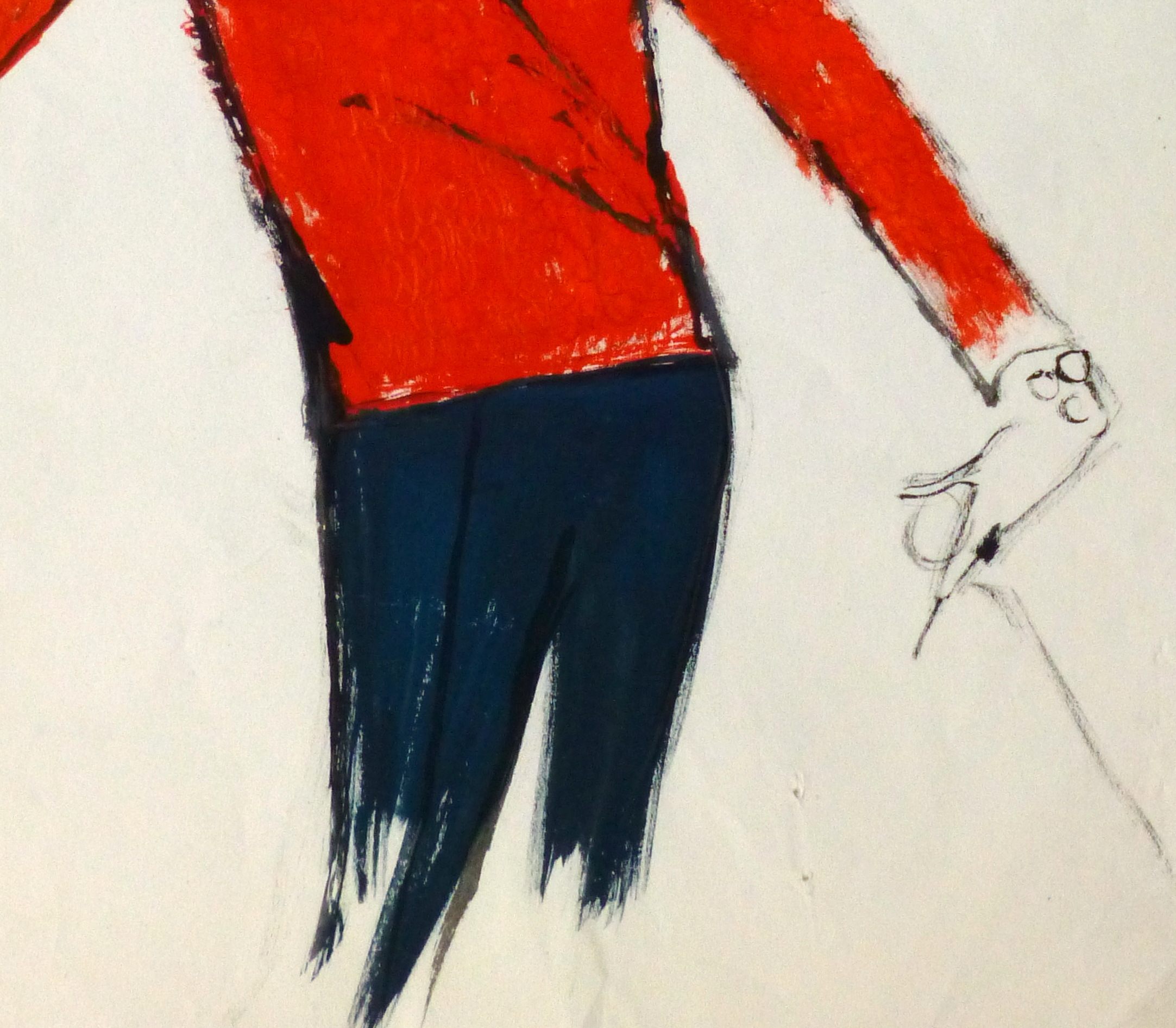 Acrylic Fashion Sketch - Red Sweater-detail-10120M