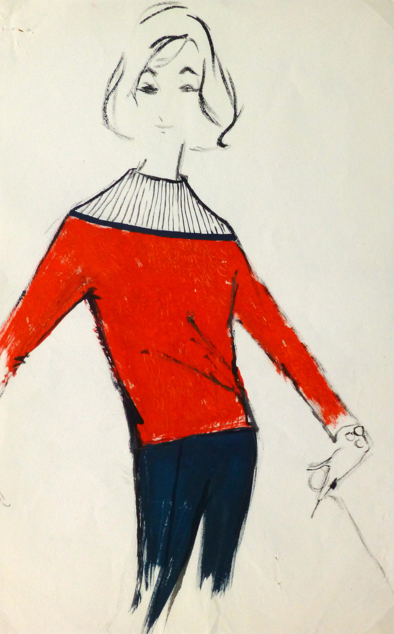 Acrylic Fashion Sketch - Red Sweater-main-10120M