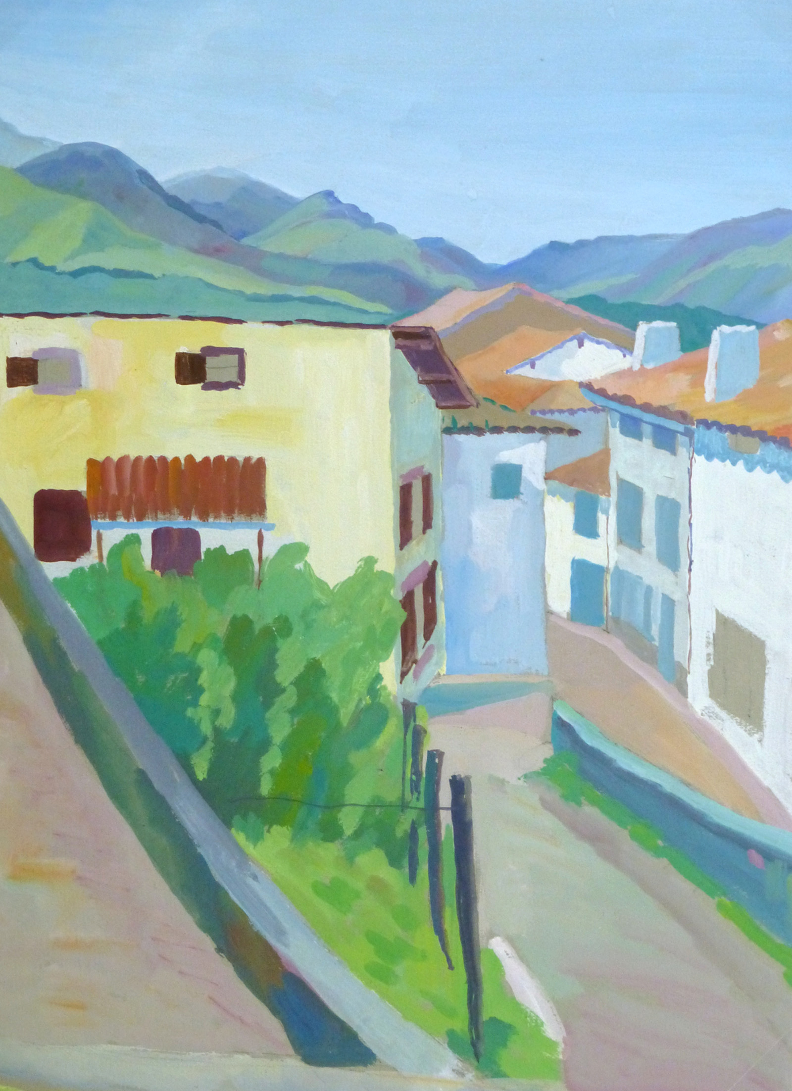 Acrylic Landscape - French Hillside Village - Main - 9963M