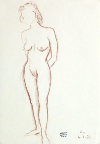 Charcoal Drawing - Standing Female Nud-main-10152M
