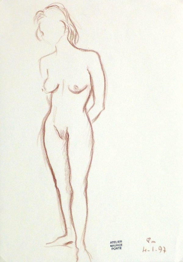 Charcoal Drawing - Standing Female Nud-main-10152M