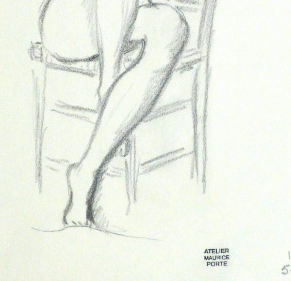 Charcoal Drawing - Seated Female Nude-detail-10154M