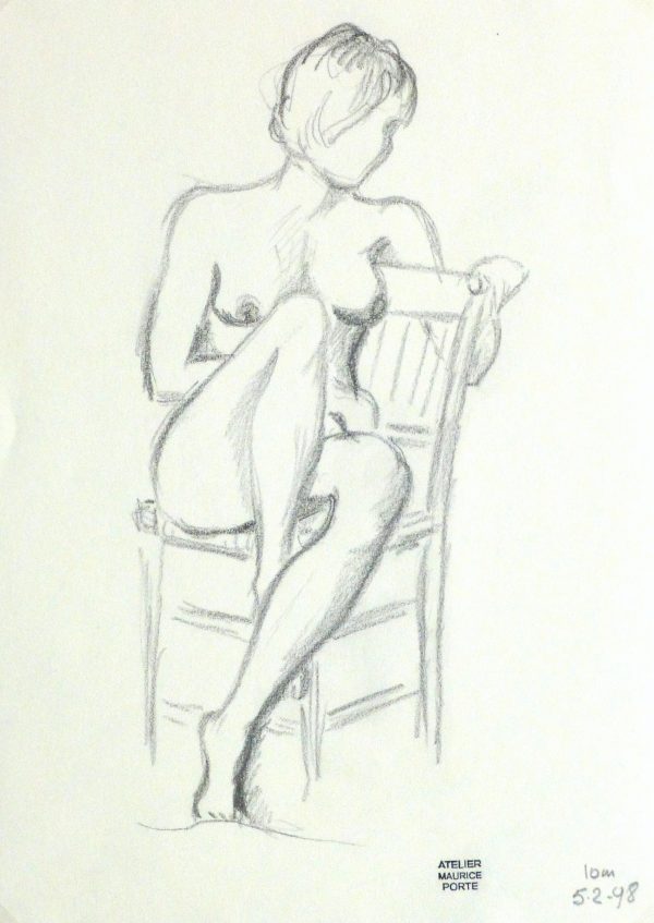 Charcoal Drawing - Seated Female Nude-main-10154M