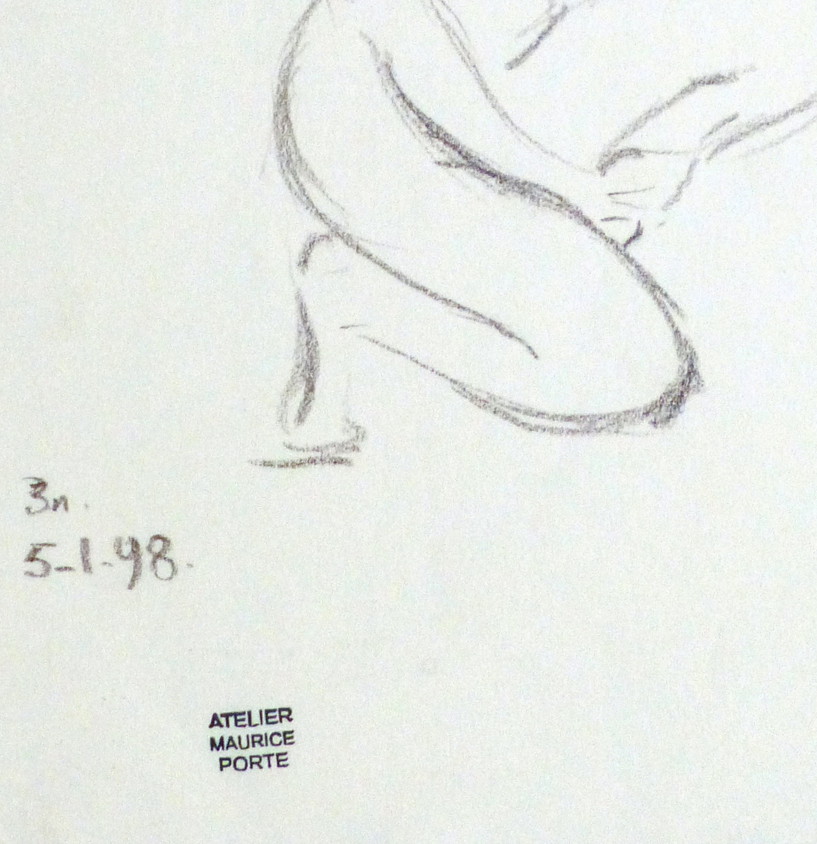 Charcoal Sketch - Kneeling Female Nude-detail-10155M
