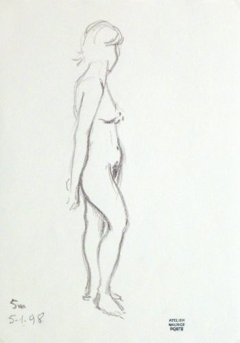 Charcoal Drawing - Nude Female in Profile-main-10156M
