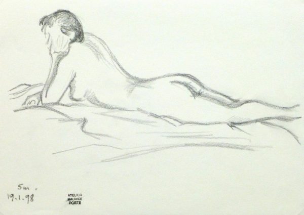 Charcoal Drawing - Relaxed Female Nude-main-10157M