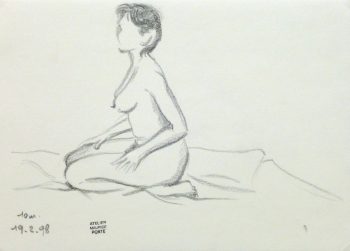 Charcoal Drawing - Kneeling Female Nude II-main-10158M