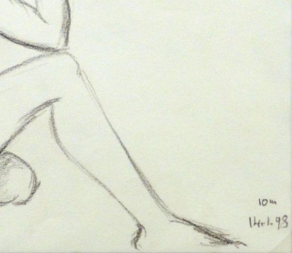Charcoal Drawing - Pensive Nude Female-detail-10159M