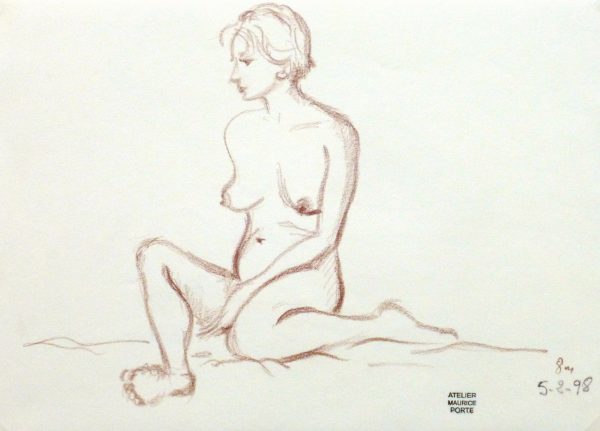 Charcoal Drawing - Sitting Female Nude-main-10160M