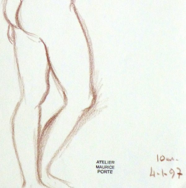 Charcoal Drawing - Nude Female Standing-detail-10161M