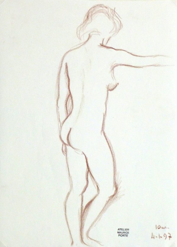 Charcoal Drawing - Nude Female Standing-main-10161M