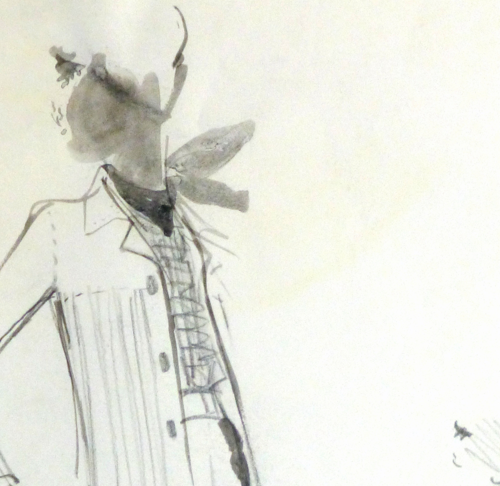 Watercolor & Pencil Fashion Sketch - Balmain Duster Coat-detail-10199M