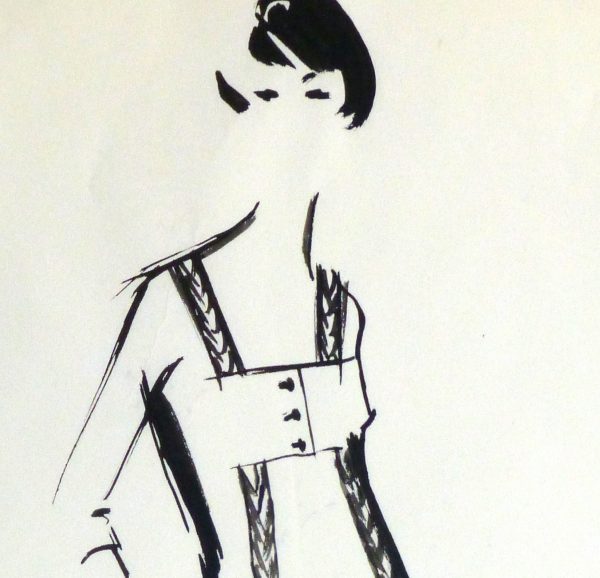 Gouache Fashion Sketch - Balmain Empire Waist Dress-detail-10201M