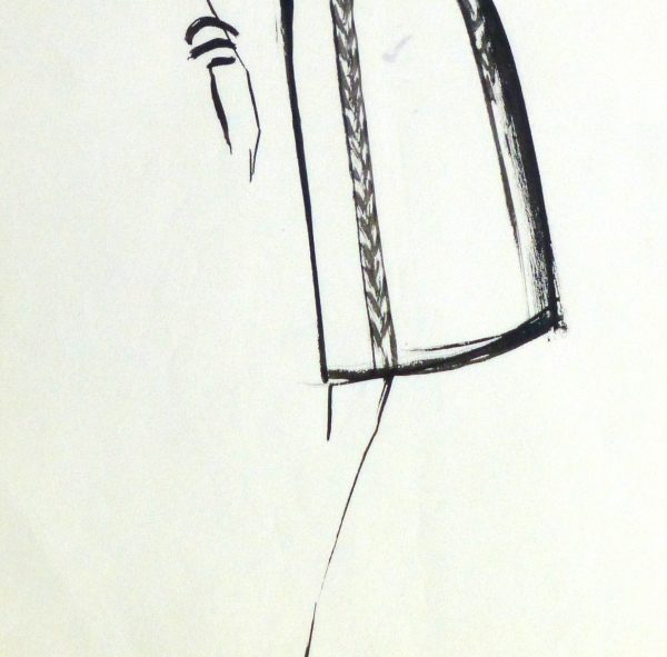 Gouache Fashion Sketch - Balmain Empire Waist Dress-detail 2-10201M