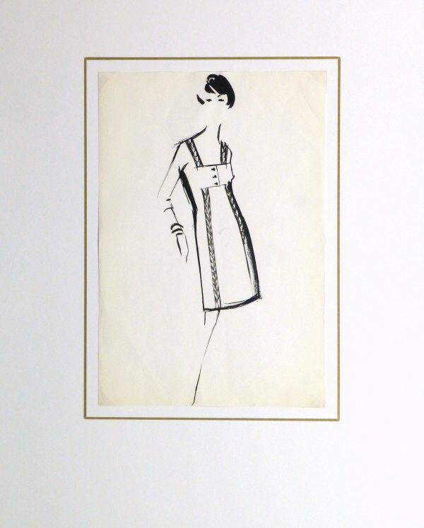 Gouache Fashion Sketch - Balmain Empire Waist Dress-matted-10201M