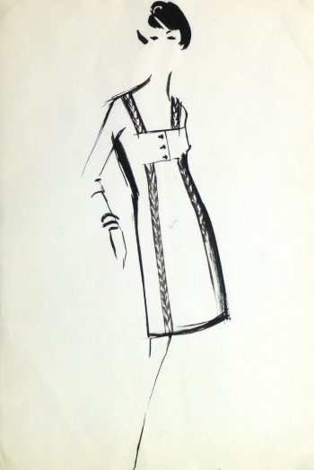 Gouache Fashion Sketch - Balmain Empire Waist Dress-main-10201M