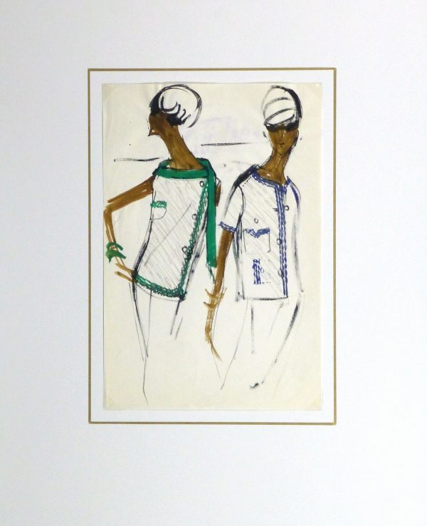 Gouache Fashion Sketch - Balmain Trimmed Blouses-matted-10202M