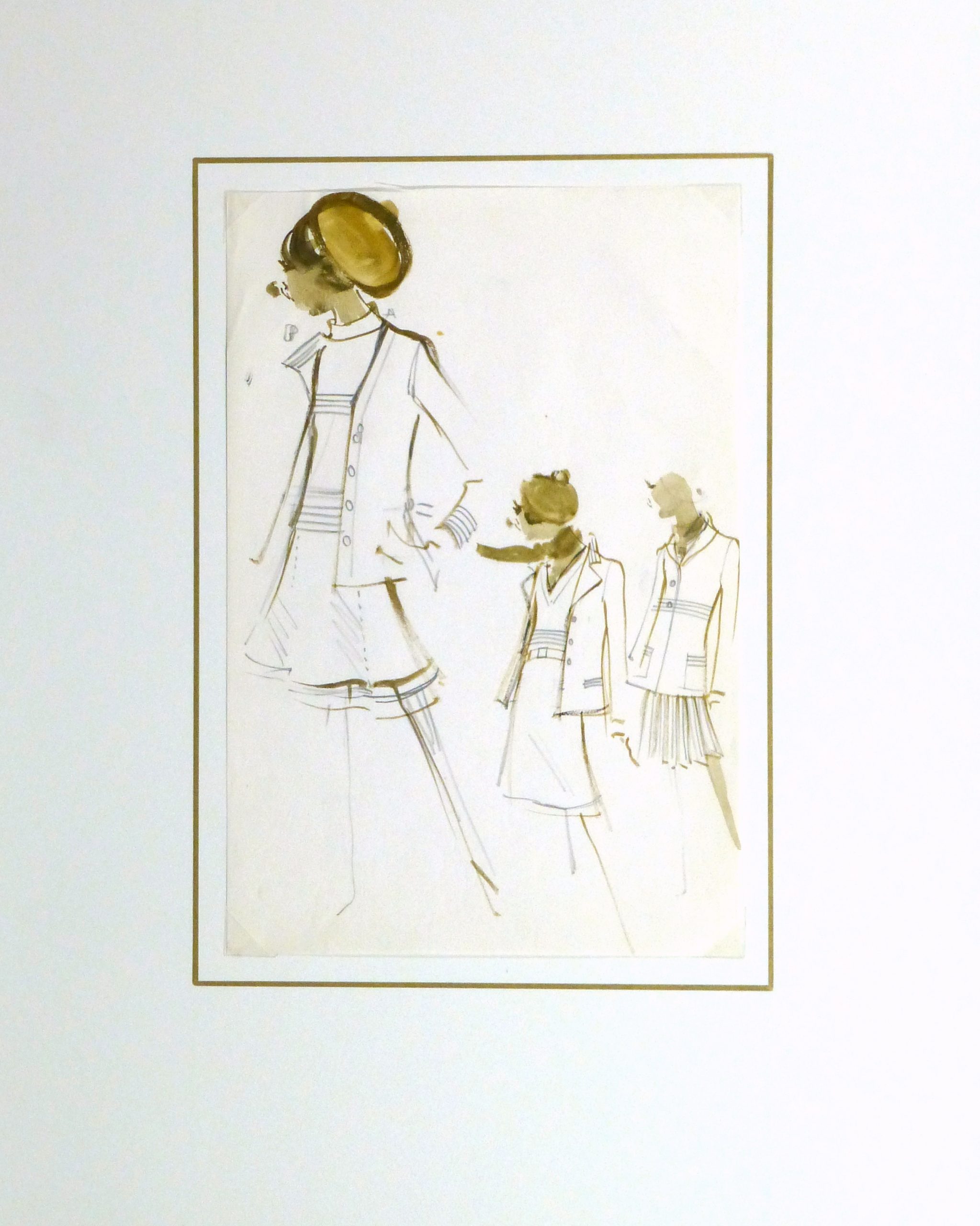Watercolor & Pencil Fashion Sketch - Balmain Skirts & Coats-matted-10203M