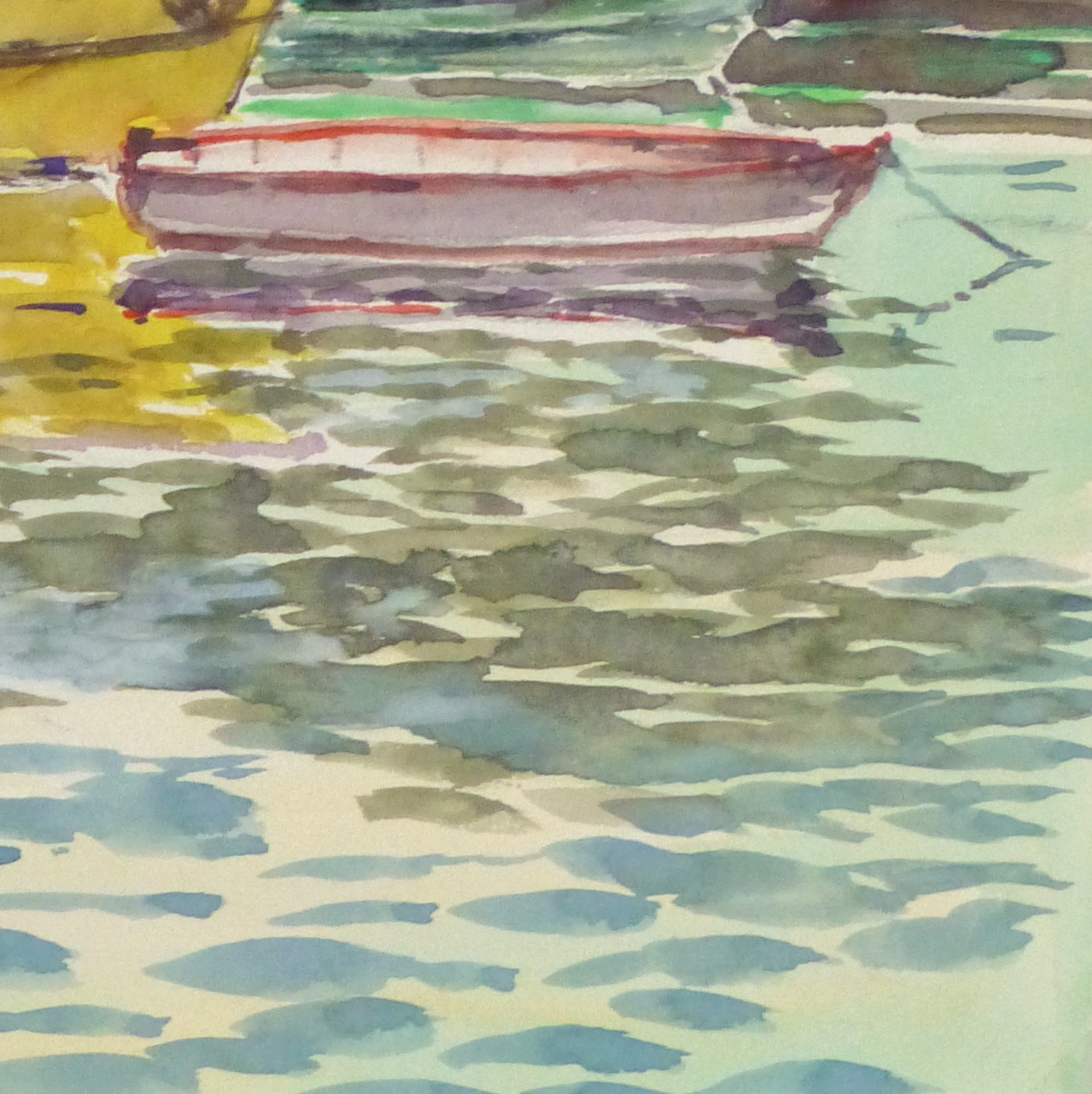 Watercolor Seascape - Evening Harbor-detail-10242M