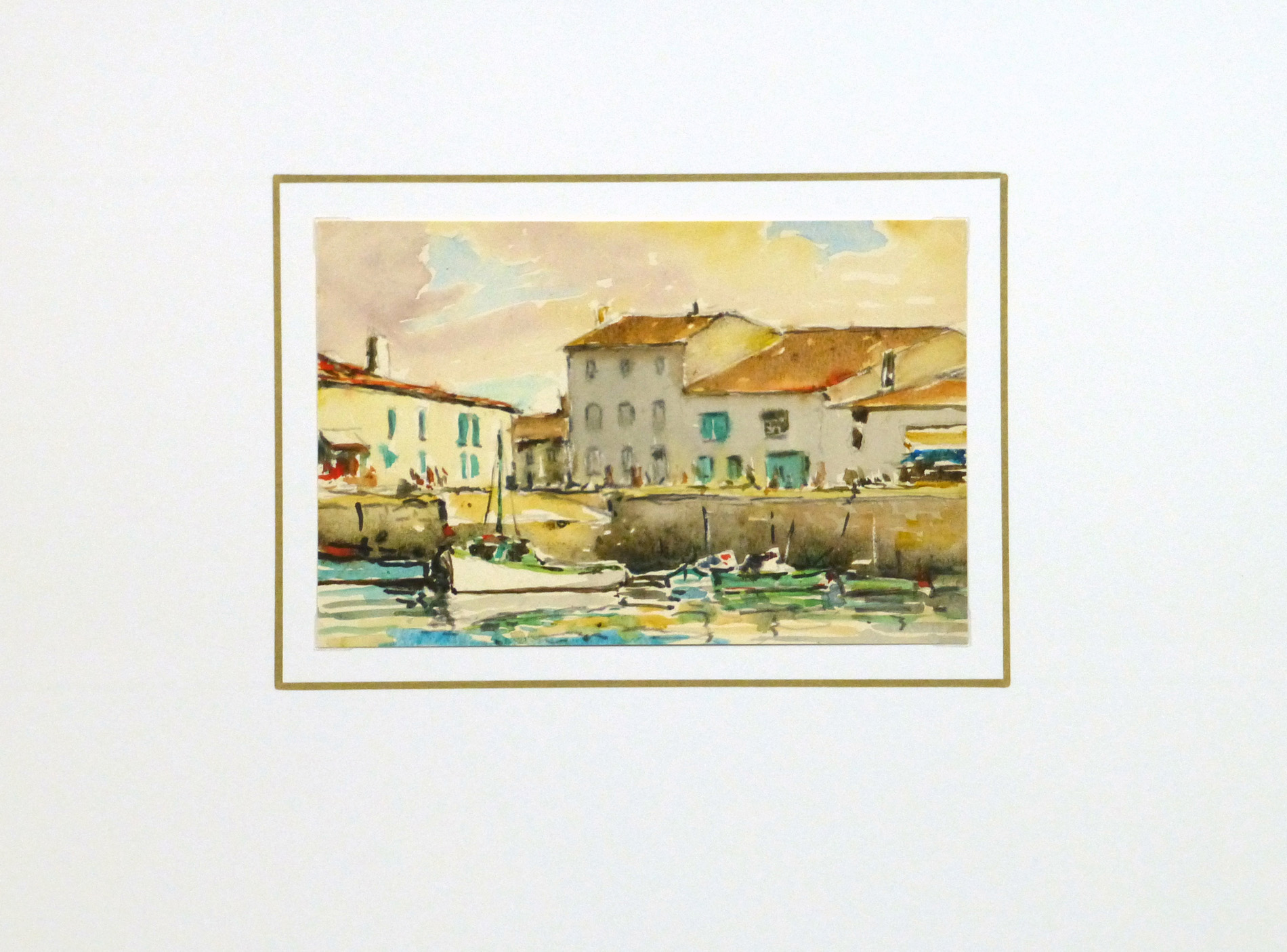 Watercolor Seascape - La Rochelle Harbor-matted-10244M