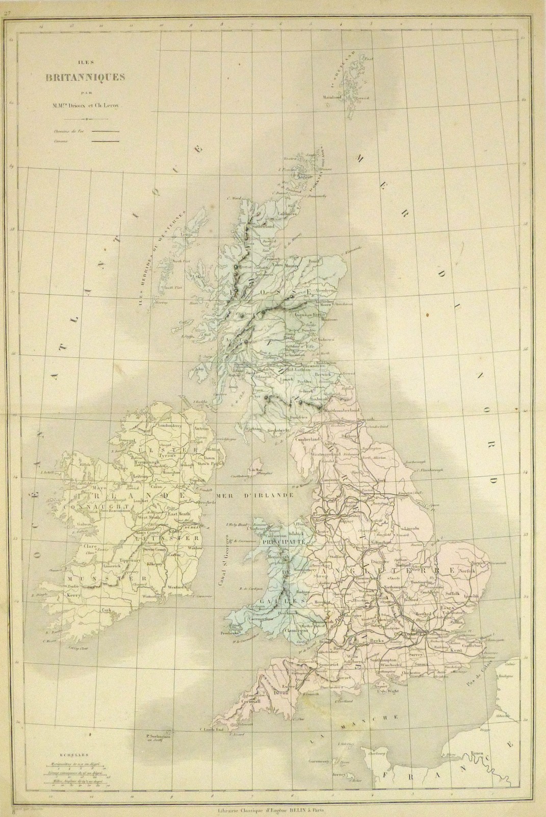 Map of British Isles, 1860 - Engraving-main-8147K