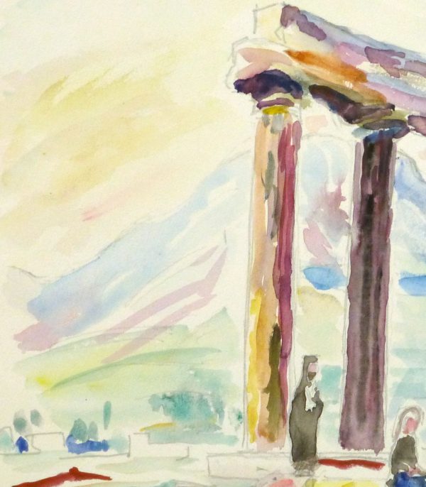 Watercolor Landscape - Temple of Apollo-detail-9167K