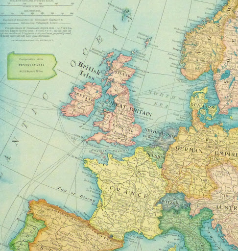 Europe Map, 1899 - Lithograph-detail 2-9432K