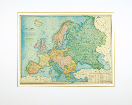 Europe Map, 1899 - Lithograph-matted-9432K