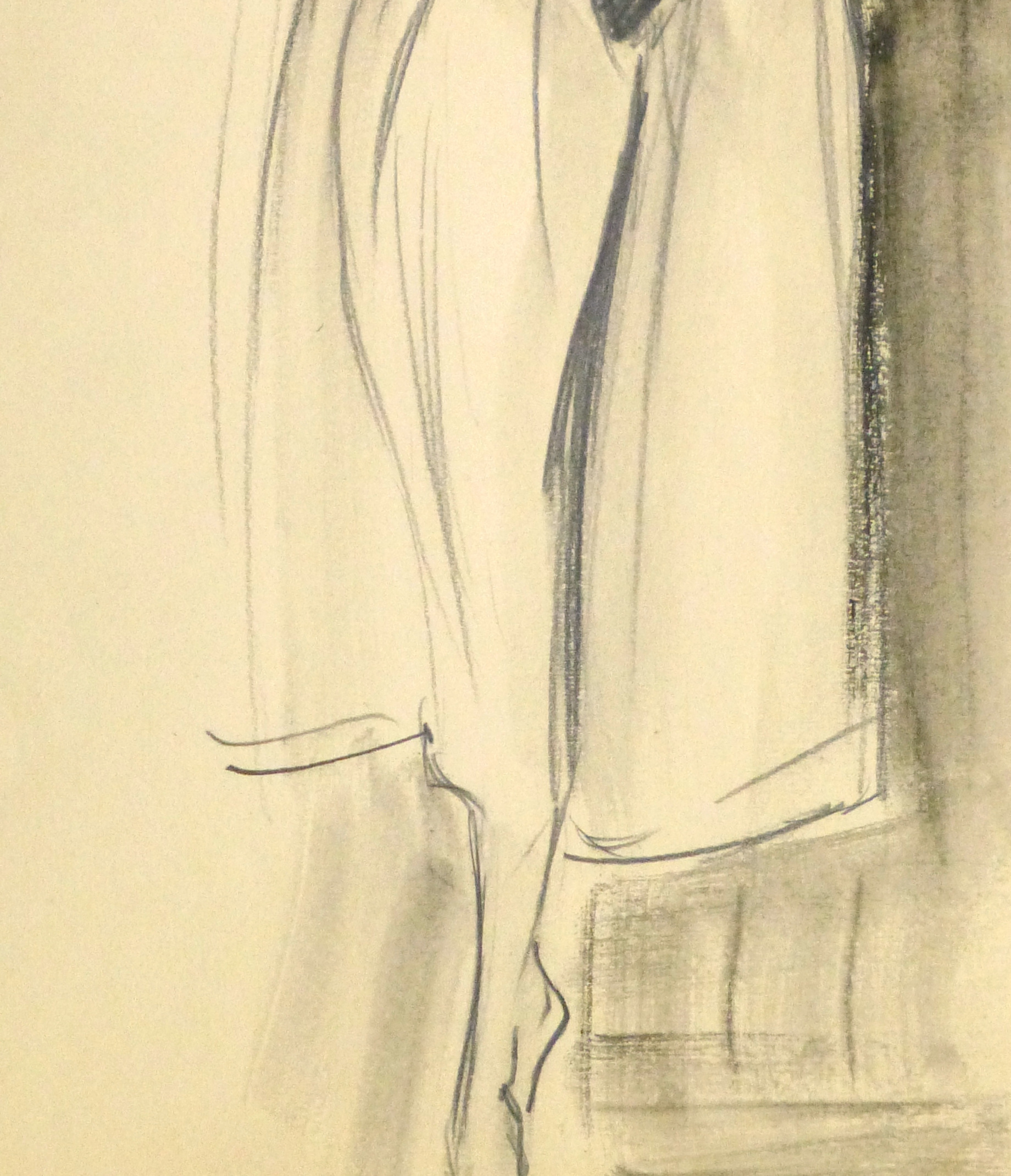 Pencil Fashion Sketch - Hendlin Coat & Gloves, 1957-detail-10354M