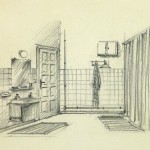 Pencil Drawing - Bathroom Interior, circa 1950-main-10358M